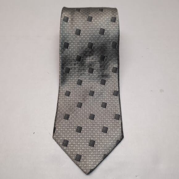 Daniel Craig Mens Italian Silk Neck Tie Geometric Silver Gray - Picture 1 of 6